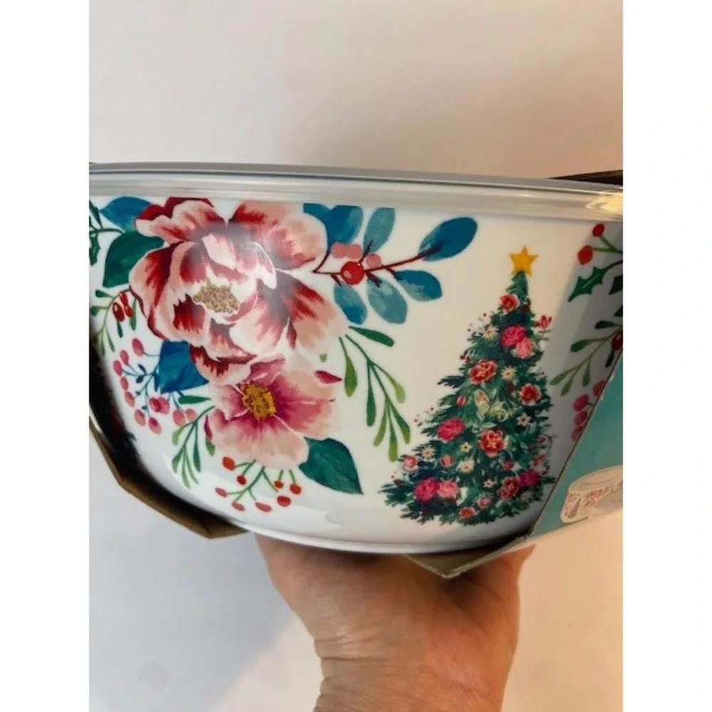 Pioneer Woman Merry Meadow Melamine Serving Bowl Set 6 Piece Christmas Floral